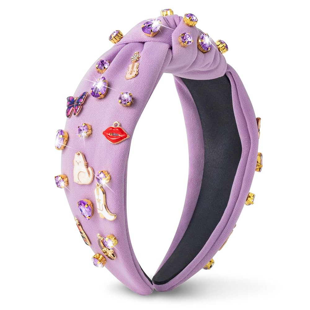 PANTIDE Music Jeweled Knotted Headband - Singer Fans Gift Guitar Red Lip Rhinestone Crystal Embel... | Amazon (US)