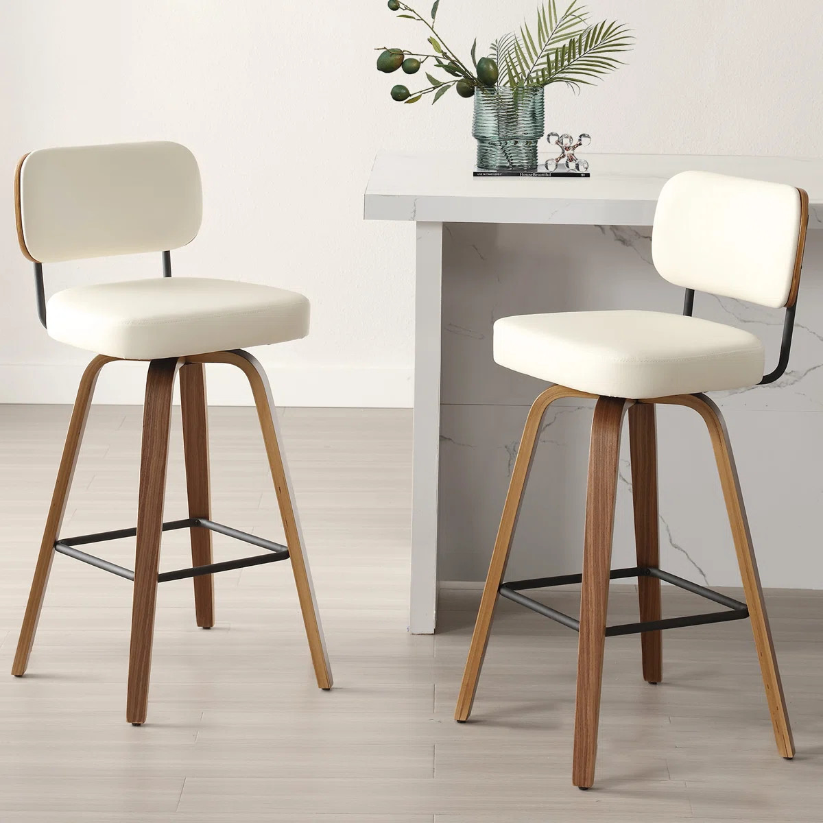 Logreira Swivel Upholstered Counter & Bar Height Stool (Set of 2) | Wayfair North America
