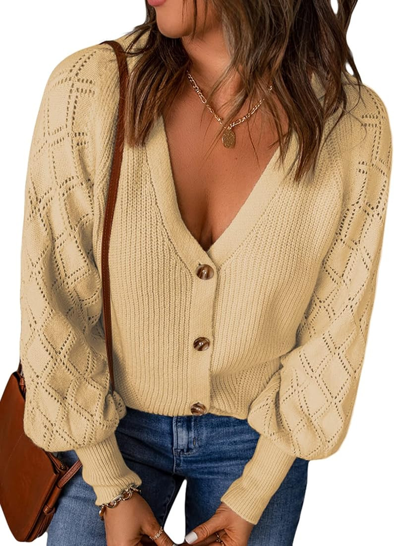 Astylish Women Long Sleeve Open Front Knit Button Down Cardigan Sweater | Amazon (US)