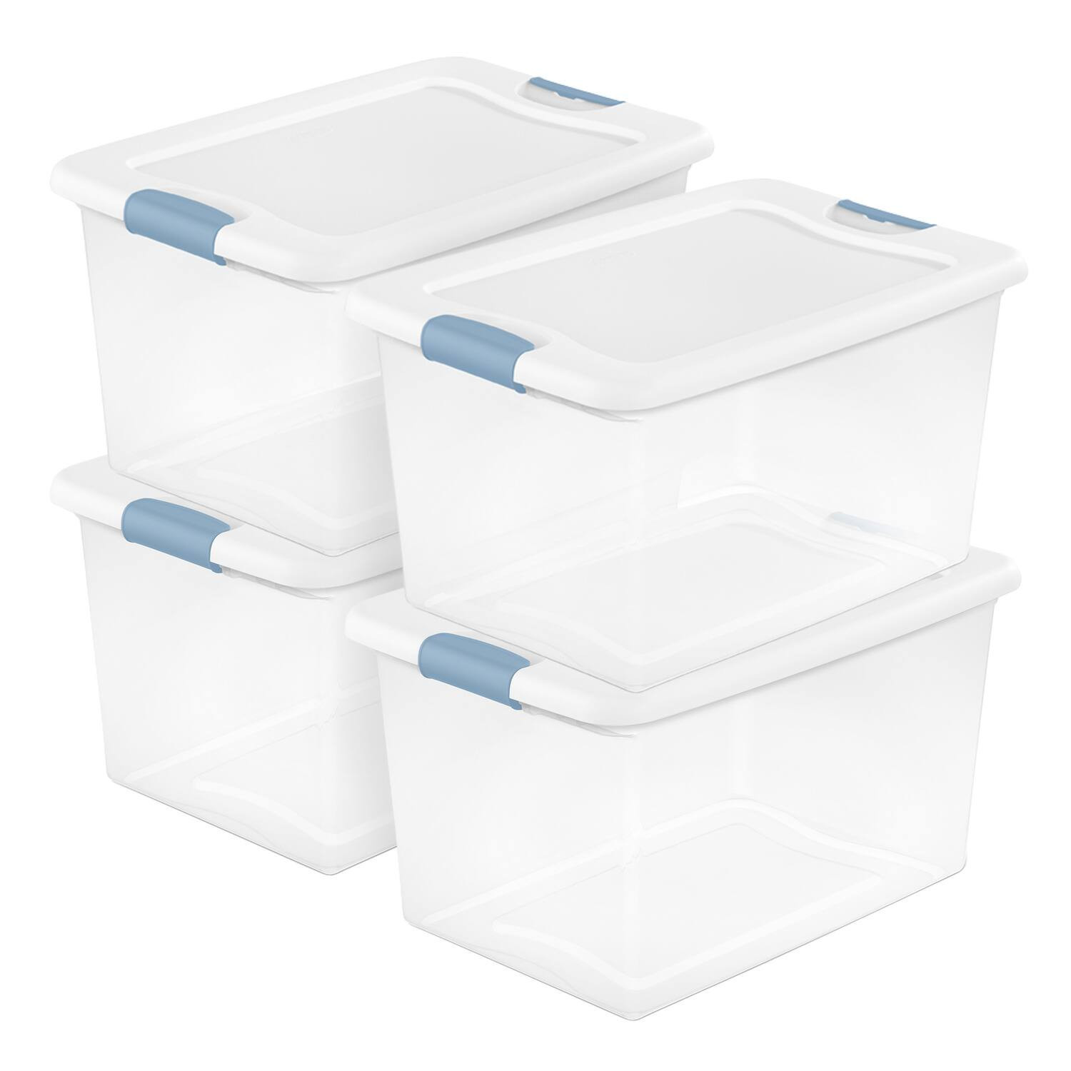 Sterilite - 64 Qt Latching Box Stackable Storage Container with Lid, White, 4 Pack | Best Buy U.S.