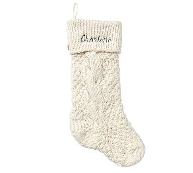 Chunky Cable Knit Stocking, Ivory | Pottery Barn (US)