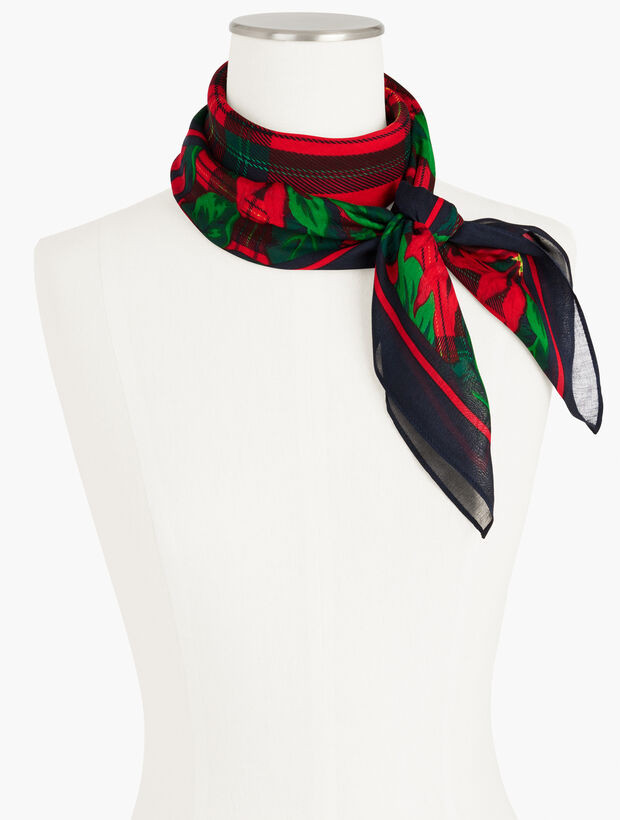 Poinsettia Plaid Square Scarf | Talbots