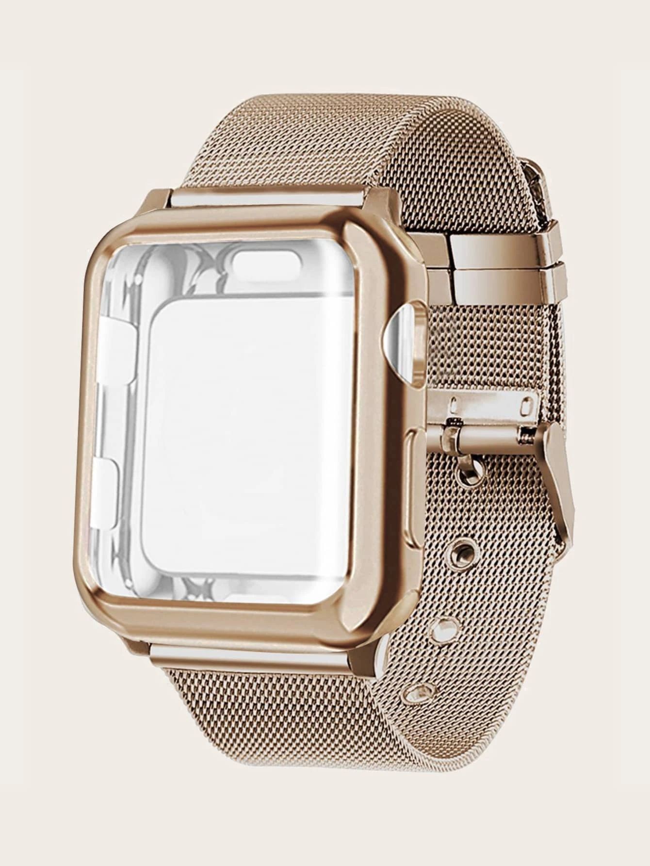 Stainless Steel Watchband & Case Compatible With Apple Watch | SHEIN