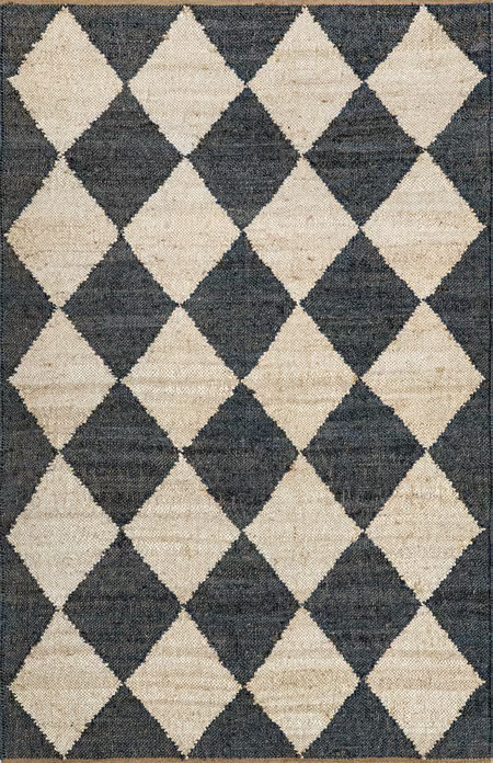 Charcoal Louie Diamond Checkerboard Jute 5' x 8' Area Rug | Rugs USA