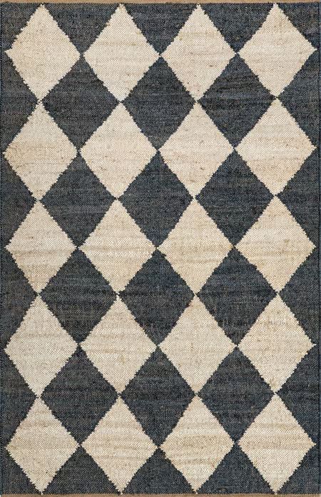 Charcoal Jute Checkerboard Area Rug | Rugs USA