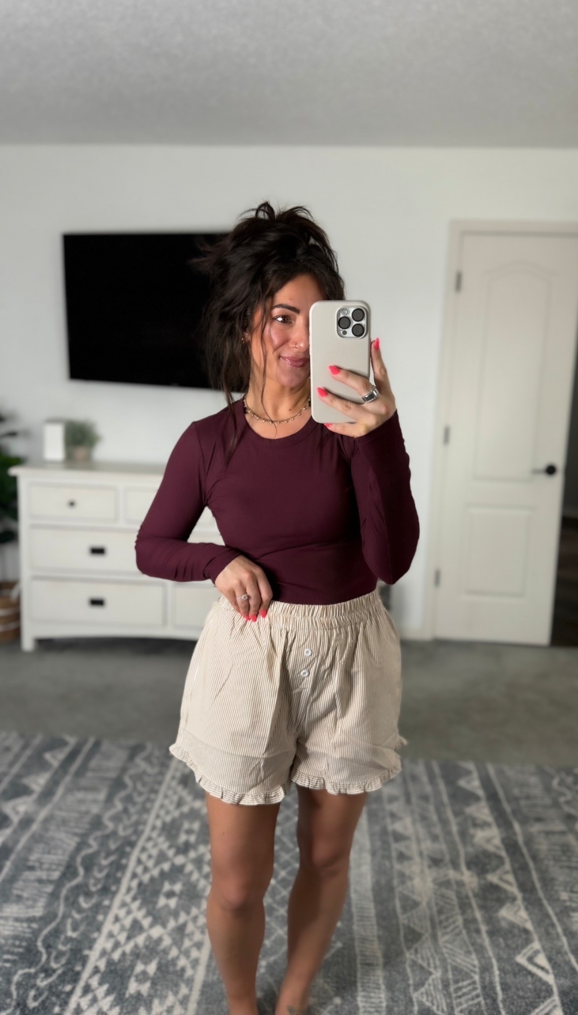 Grab these shorts while they’re only $8!! They’re so cute and way nice!! Fully lined 👌 If between sizes you could size up (I’m in the medium) 

#LTKSeasonal #LTKootd #LTKSaleAlert