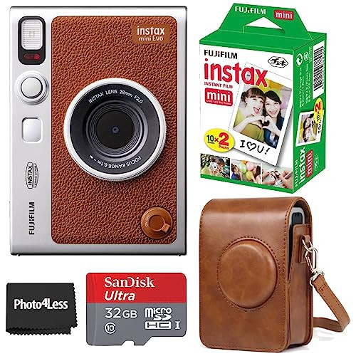 Fujifilm Instax Mini EVO Hybrid Brown Instant Camera | Instax Mini Twin Pack Instant Film | 32GB ... | Amazon (US)