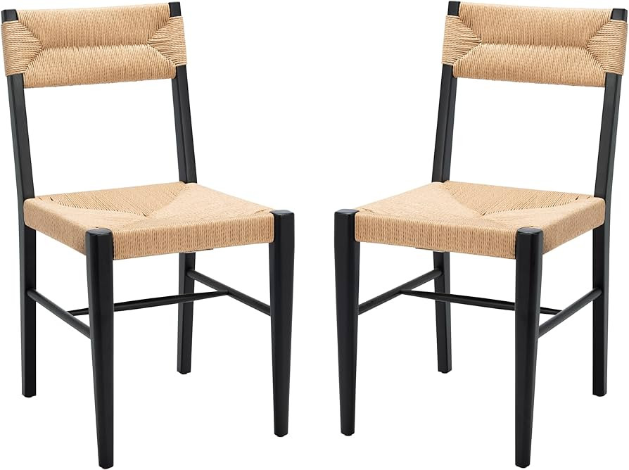 Safavieh Couture Home Collection Cody Black/Natural Rattan Living Room Dining Accent Chair (Fully... | Amazon (US)