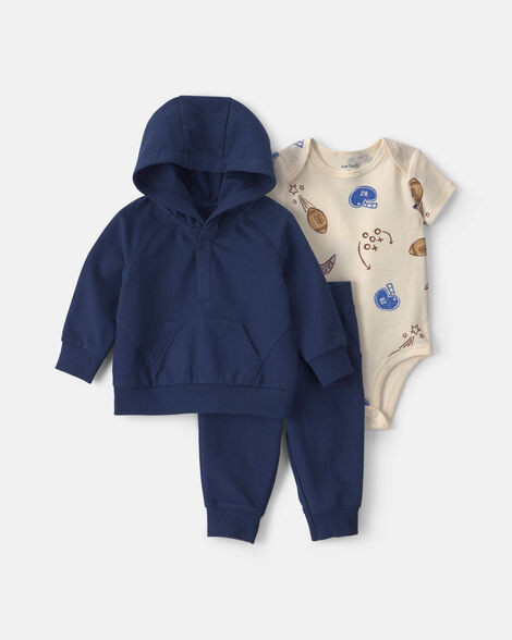 Baby Boy 3-Piece Football French Terry Layering Set - Navy Blue | Carter's | Carter's Inc