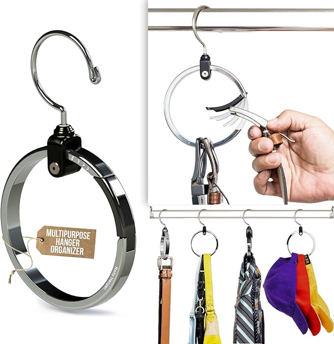 Multipurpose Closet Hangers- Tie and Belt Hanger for Closet- Great Space Saving Belt Organizer fo... | Amazon (US)