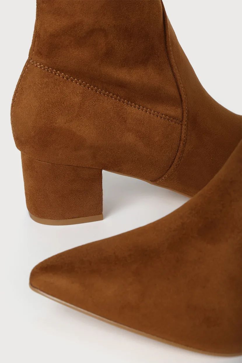 Dwyla Tan Suede Pointed-Toe Sock Boots | Lulus (US)