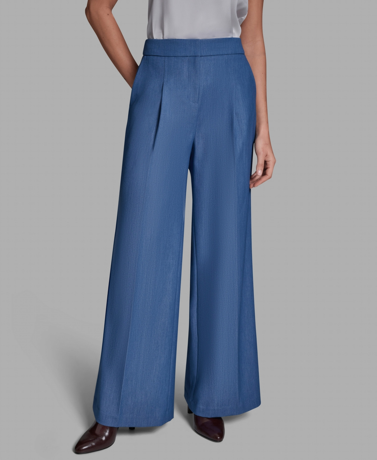 Bcbg Women's High-Rise Wide-Leg Pants - River Mist Denim (Mill Color | Macy's
