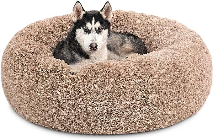 Bedsure Calming Dog Bed for Large Dogs - Donut Washable Large Pet Bed, 36 inches Anti Anxiety Rou... | Amazon (US)