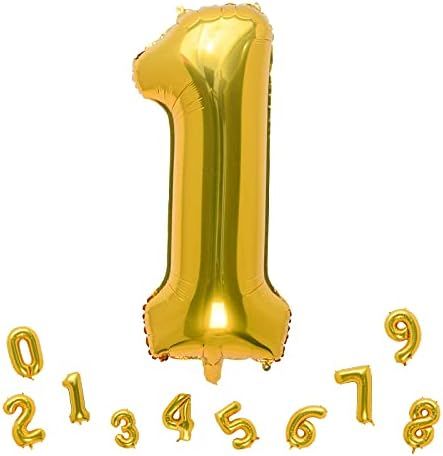 40 Inch Gold Large Numbers Balloon 0-9(Zero-Nine) Birthday Party Decorations,Foil Mylar Big Numbe... | Amazon (US)