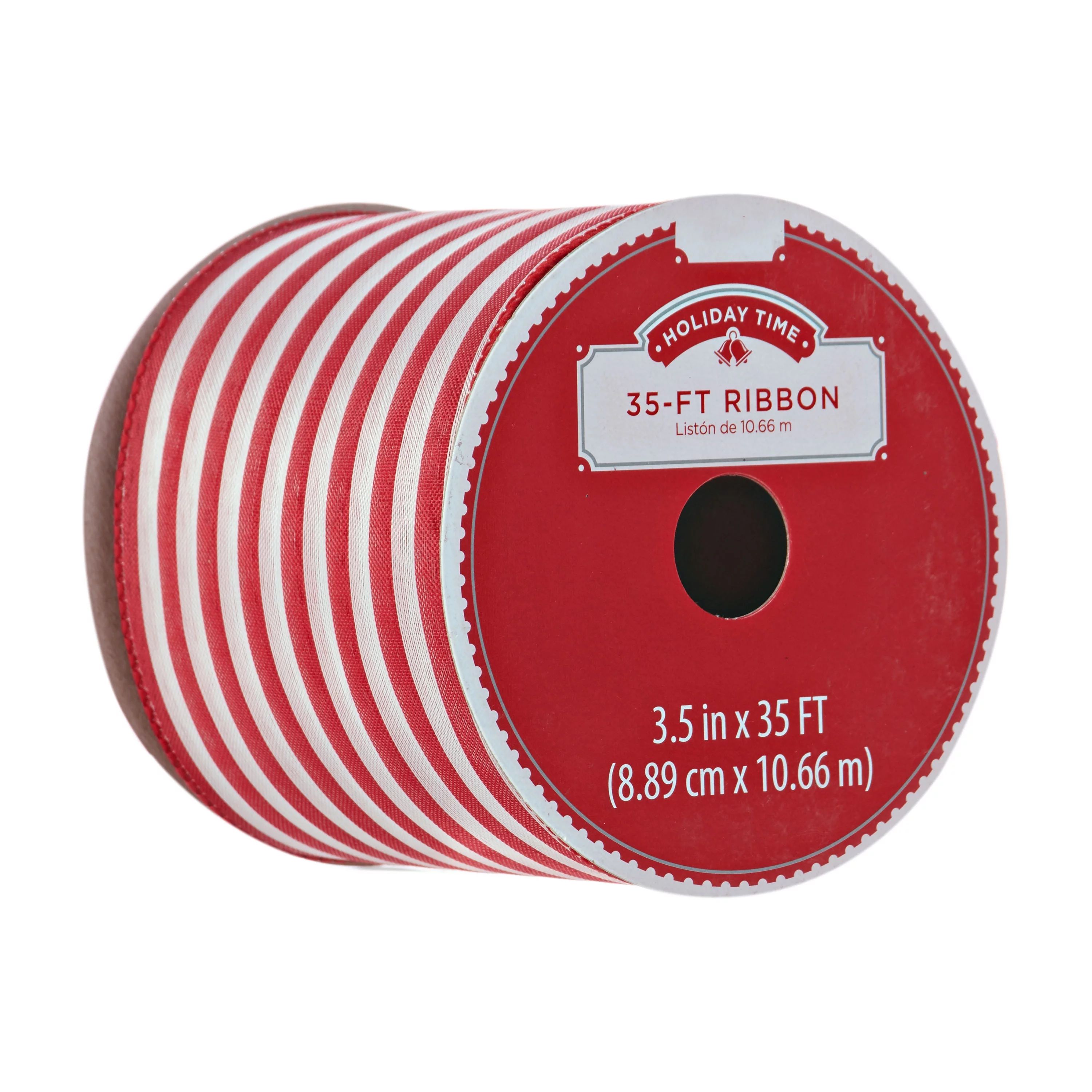 Holiday Time Ribbon, Red and White Stripe, 3.5" x 35' | Walmart (US)