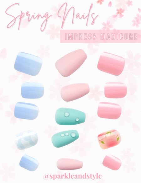 Adorable press on nails for the Spring! 💅🏼

Light blue sky cloud nails, pink and green raindrop nails, pink and peach nails 

#LTKFind #LTKstyletip #LTKbeauty