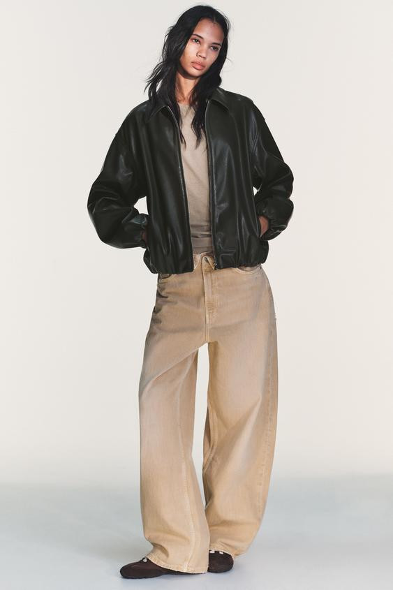 FAUX LEATHER JACKET WITH ELASTICATED DETAILS | Zara US