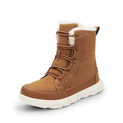 DREAM PAIRS Womens Winter Boots Cozy Faux Fur Anti-Slip Snow Boots Lace Up Comfort Stylish Ankle Booties for Cold Weather City Walk,Size 5.5,Tan,SDSB2404W | Amazon (US)