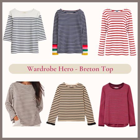 Breton top, stripe top, transitional autumn outfit top. Red stripe top, navy stripe top, neutral stripe top

#LTKeurope #LTKSeasonal #LTKover40