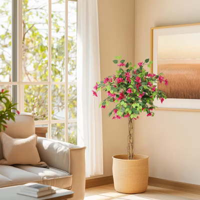 COZONY Artificial Bougainvillea Tree with White Pot, Faux Flower Tree for Indoor Outdoor Home Decor, Artificial Plants for Living Room, Porch | Target