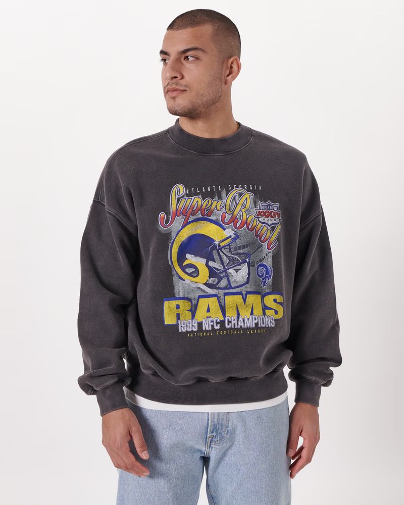 Men's Vintage Rams Graphic Crew Sweatshirt | Men's Tops | Abercrombie.com | Abercrombie & Fitch (US)