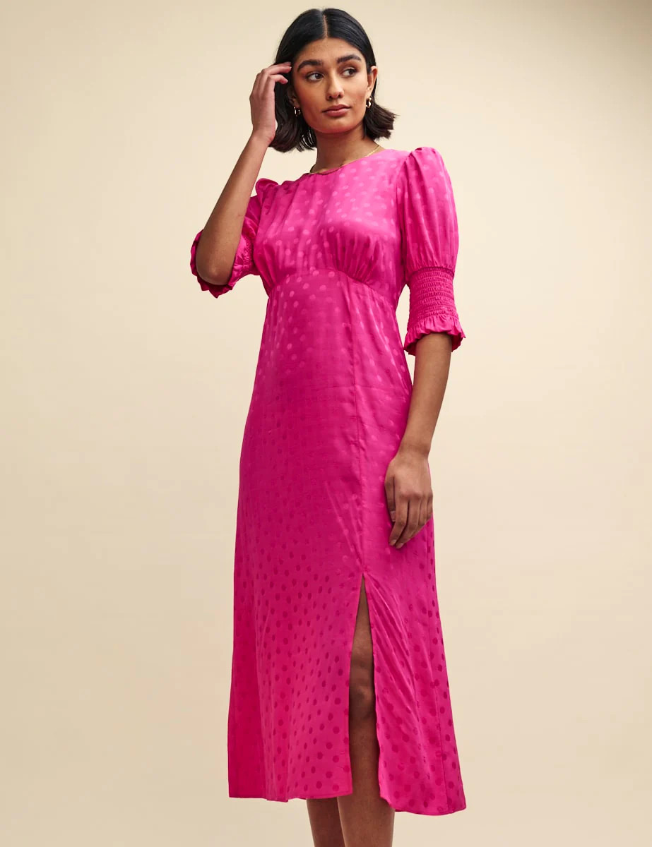 Pink Satin Jacquard Luna Midi Dress
  

  
    
      £34.50
      £69.00 | Nobody's Child
