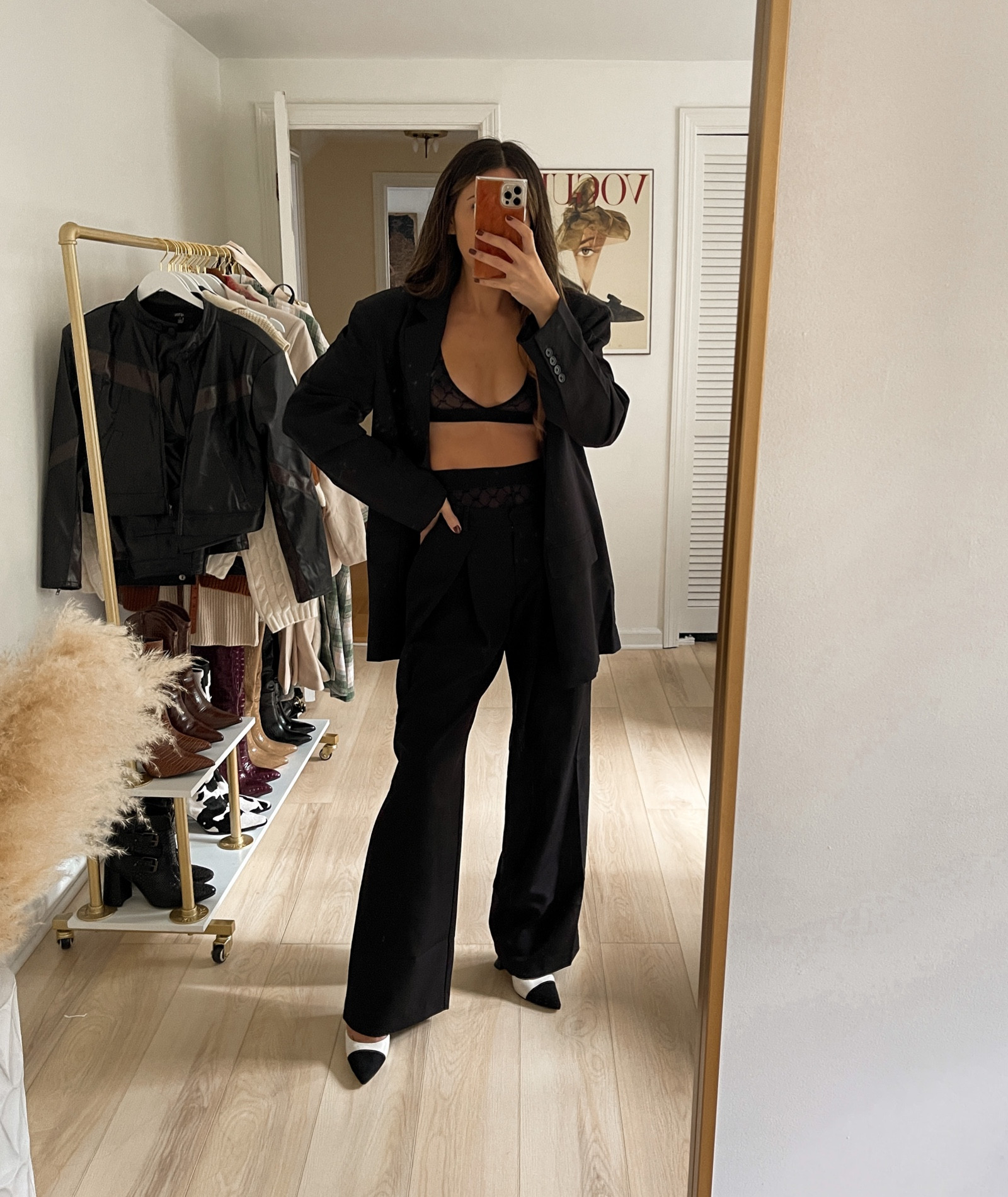 Blazer, bralette, trouser, and sheer tight set paired together for the PERFECT going out / date night outfit  (wearing size small in everything!)

#LTKSeasonal #LTKstyletip #LTKshoecrush