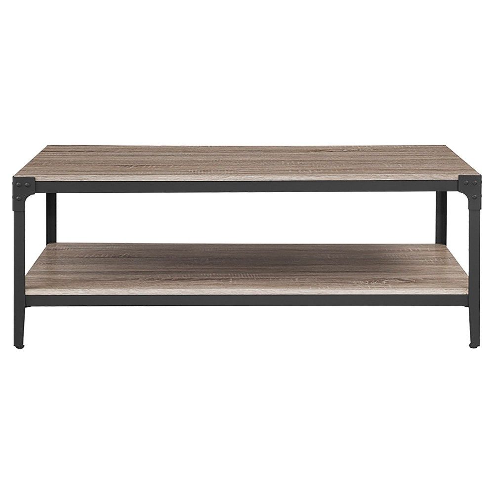 Angle Iron Rustic Wood Coffee Table - Driftwood - Saracina Home, Brown | Target