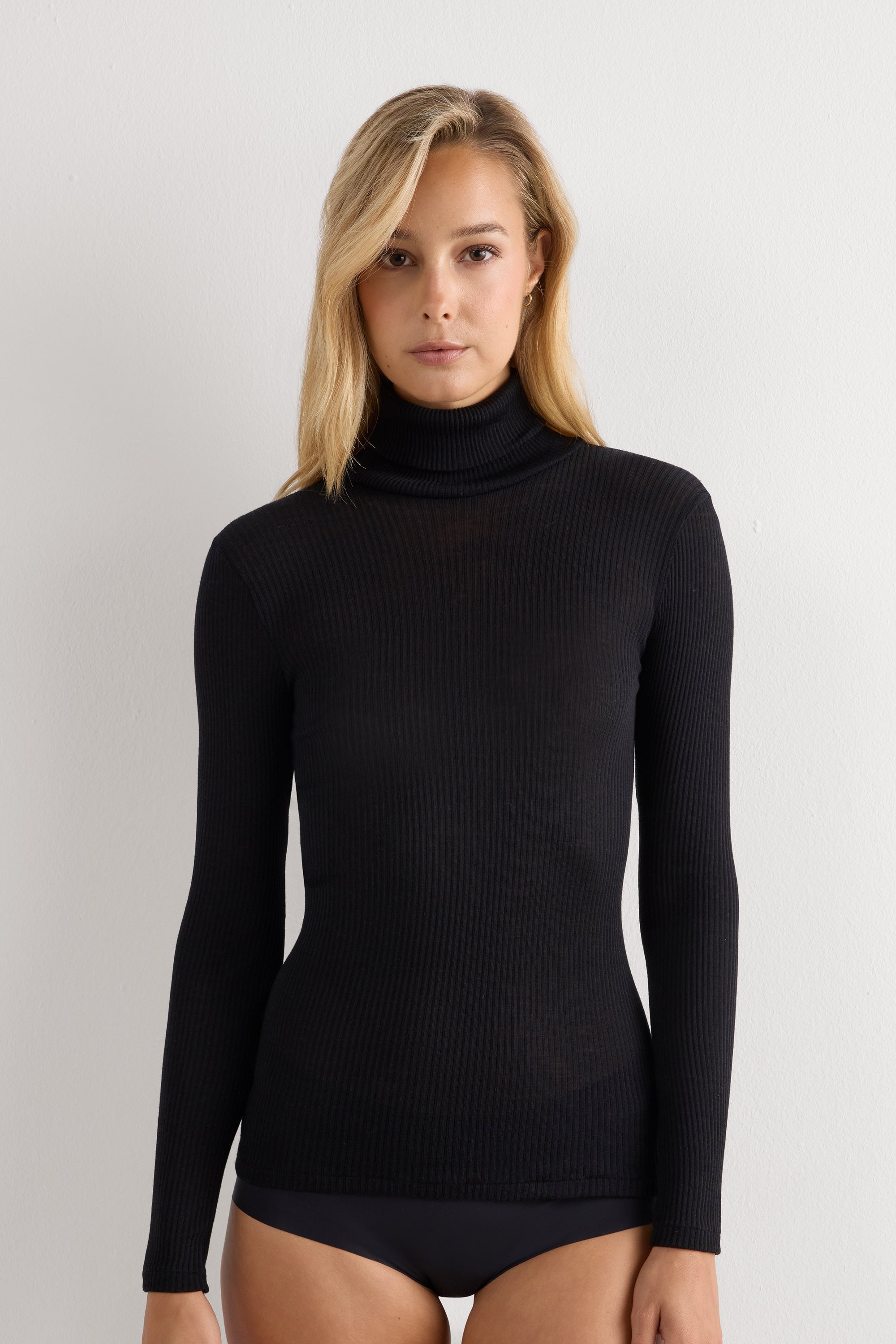 Long-sleeve High-Neck Tubular Top in Wool and Silk - Intimissimi | Intimissimi (US)