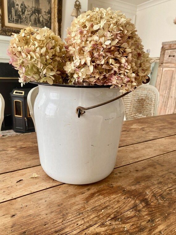 Absolutely fabulous early old French enamelware extra large chamber pot- flower pail - shabby chi... | Etsy (US)