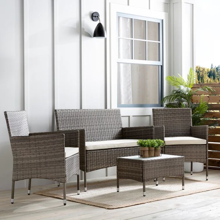 Abbondanzio 4 Piece Rattan Sofa Seating Group with Cushions | Wayfair Professional