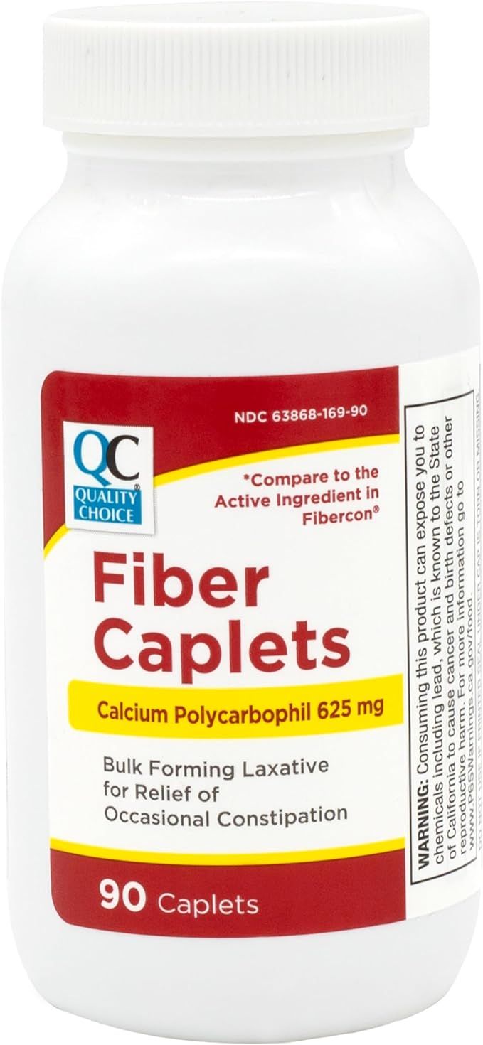 Quality Choice Fiber Therapy Caplets, Safe and Comfortable Constipation Relief Without The Gas an... | Amazon (US)