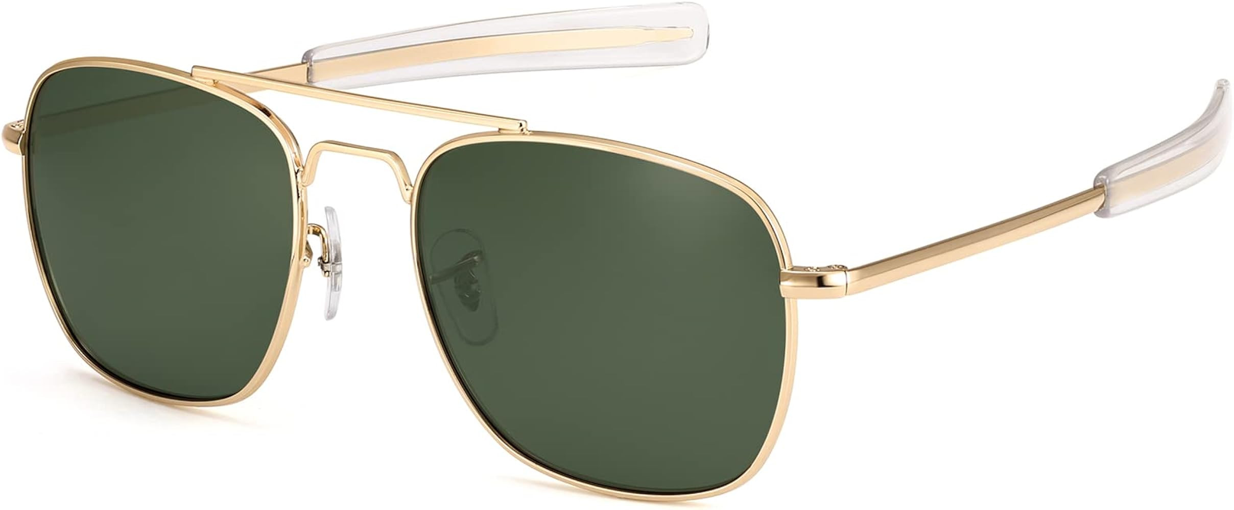 IOHLNG Mens Aviator Sunglasses Polarized 55mm Pilot Military Square Shades with Bayonet Temples | Amazon (US)