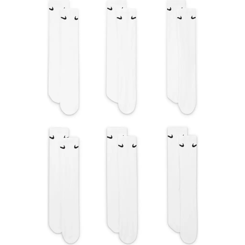 Nike Kids' 6-Pack Everyday Cushioned Training Crew Socks in 100 White/black at Nordstrom Rack, Size Small | Nordstrom Rack