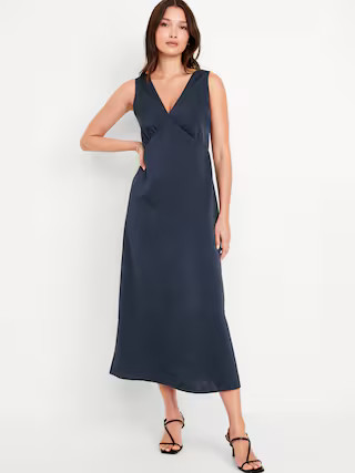 Sleeveless Satin Midi Slip Dress | Old Navy (US)