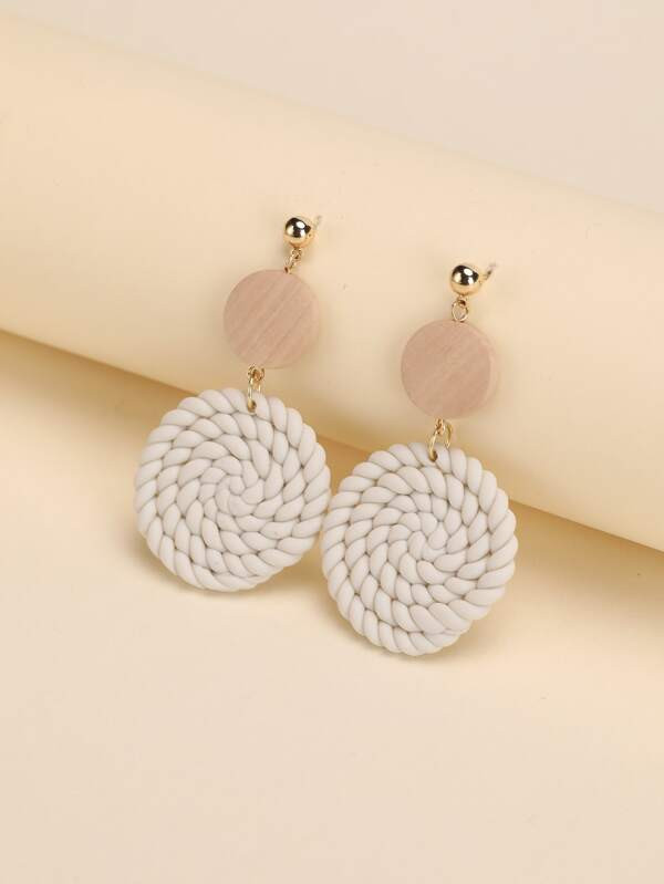 Braided Detail Round Drop Earrings SKU: sj2201108619496746(1000+ Reviews)$2.00Make 4 payments of ... | SHEIN