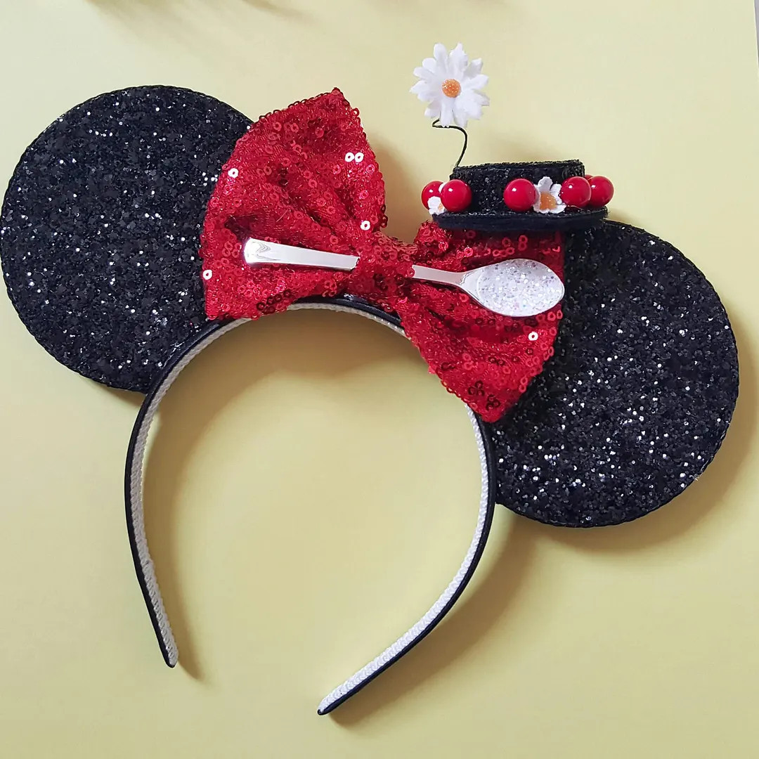 Mary Poppins Mouse Ears Headband | Spoonful of Sugar | Poppins Headband Ears | Spoonful of Sugar ... | Etsy (US)