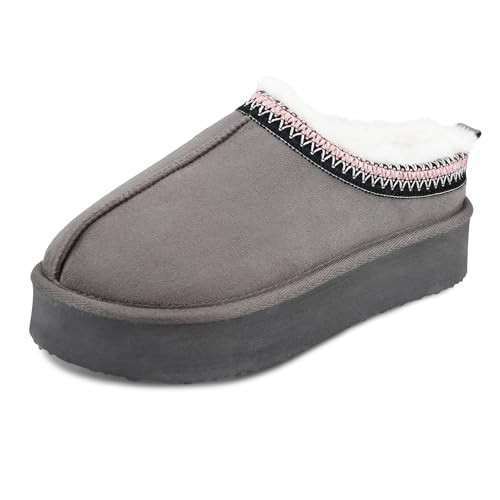 Jessica Simpson Women's 1.25 inch Platform Memory Foam Slide-On Clog Slipper-Indoor/Outdoor Sole, Grey, X-Large | Amazon (US)