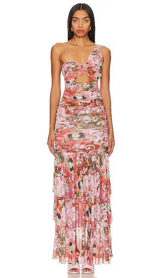 Alethea Dress in Resort Batik Mesh | Pink Floral Dress Green Floral Dress Red Floral Dress Outfit | Revolve Clothing (Global)