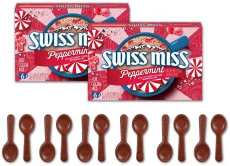 Swiss Miss Peppermint Hot Chocolate, Chocolate Stirring Spoons, Serves 12 | Amazon (US)
