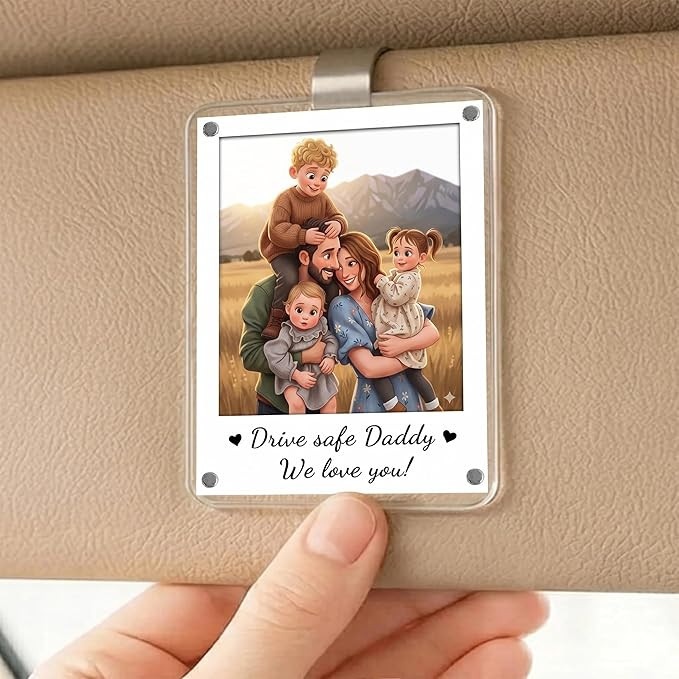Custom Cartoon Car Visor Photo Clip Gifts for Fathers Day, Personalized Drive Safe Daddy Car Viso... | Amazon (US)