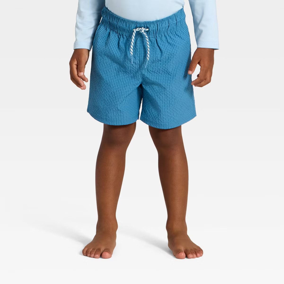 Toddler Boys' Seersucker Solid Swim Trunks - Cat & Jack™ Blue | Target
