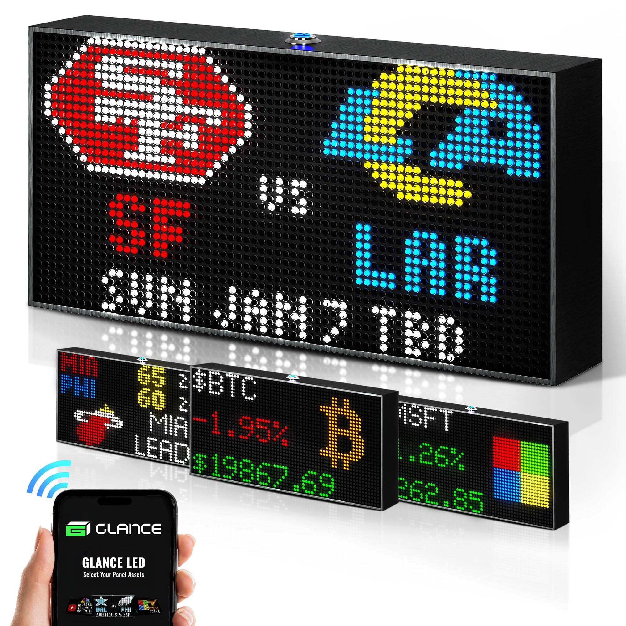 Glance LED Ticker - Customizable LED Display Sports Ticker, LED Display for Man Cave, Stock Marke... | Amazon (US)