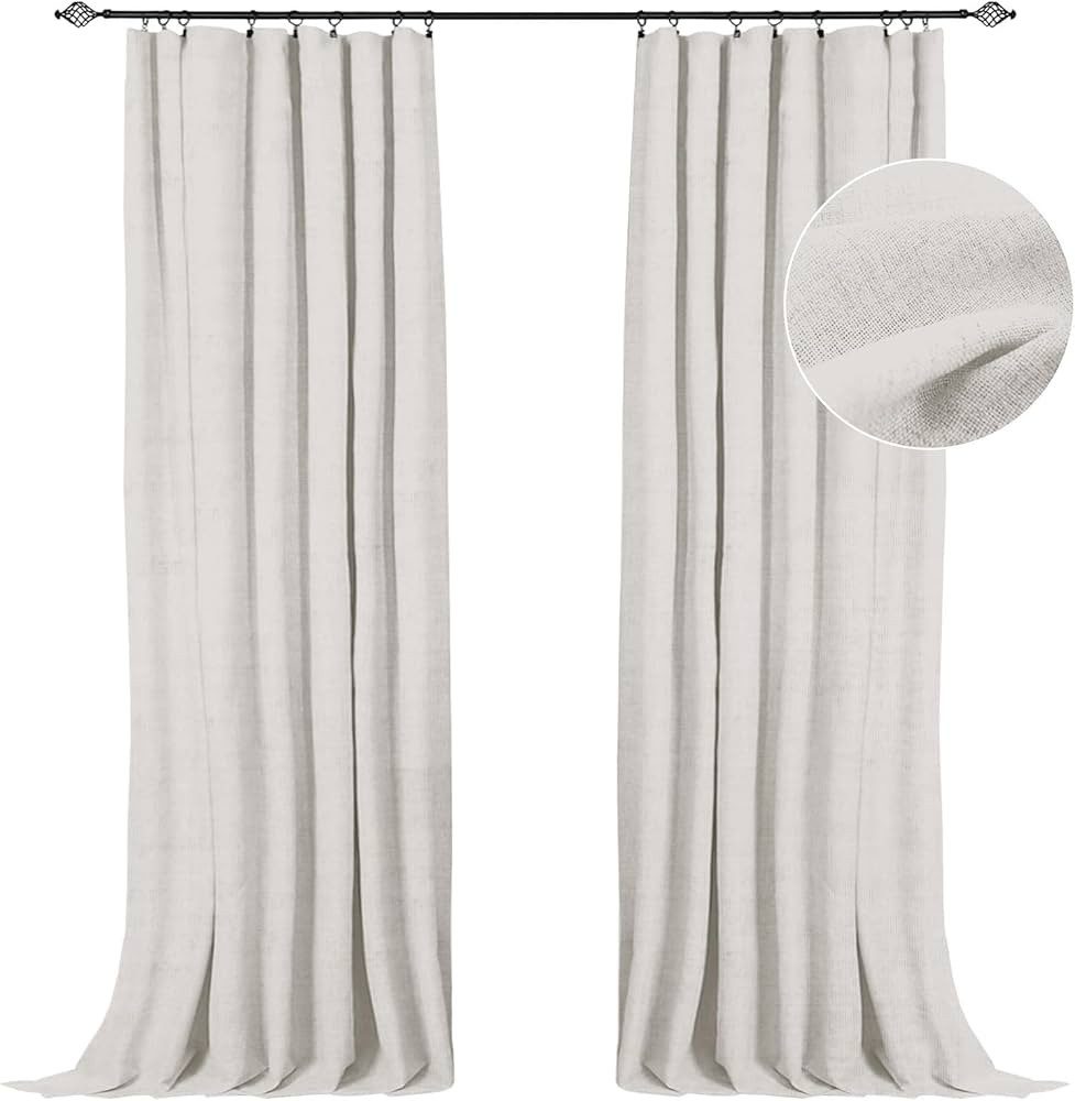 Amazon.com: 100% Blackout Shield Linen Blackout Curtains 108 Inches Long 2 Panels Set, Clip Rings... | Amazon (US)