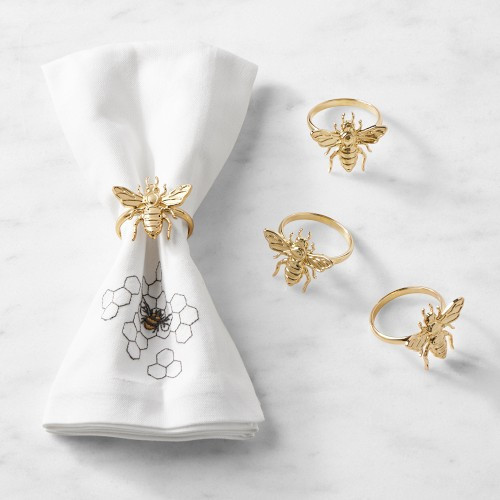 Gold bee napkin rings