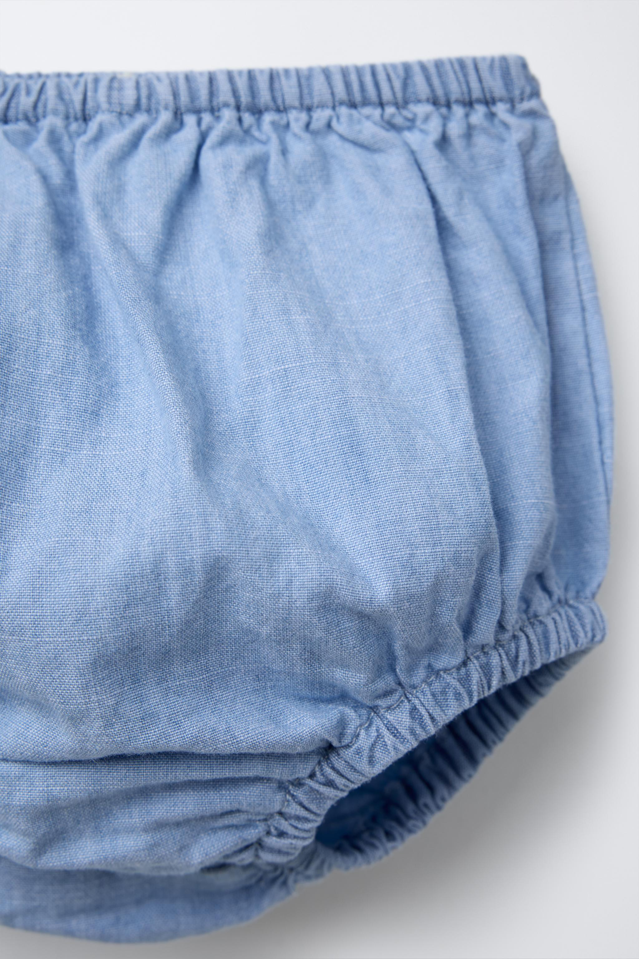 FLOWY DENIM BLOUSE AND PANTIES SET | Zara US