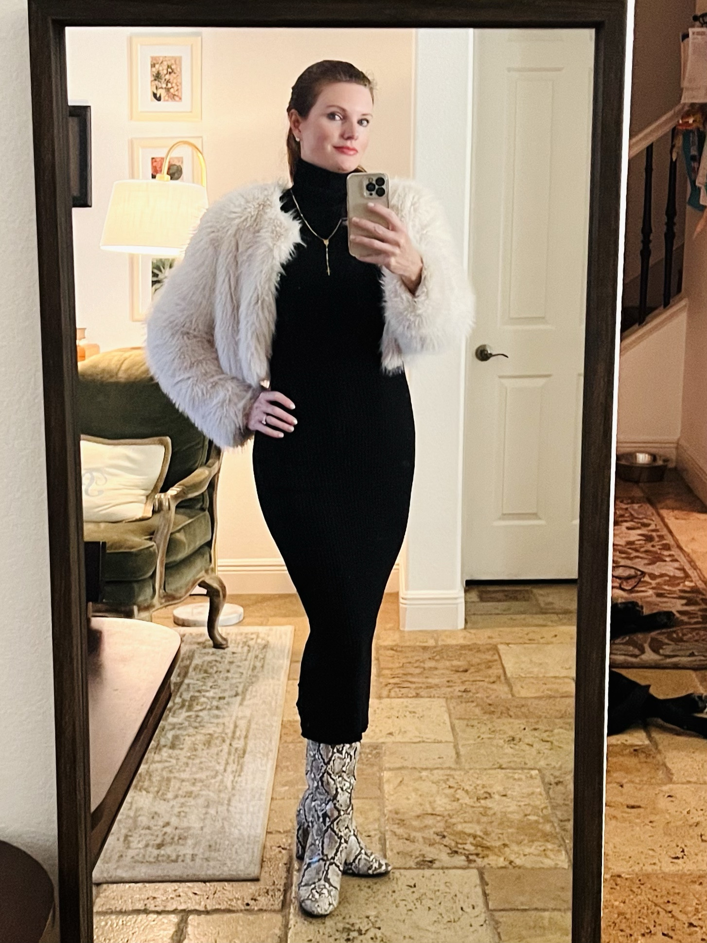 In my fur and snakeskin era!

Love this black turtleneck sweater dress! It is cute dressed up or down with sneakers! I styled it with my trusty snakeskin boots and cropped faux fur jacket!

Faux fur coat, sweater dress, animal print, snakeskin boots

#LTKstyletip #LTKfindsunder100 #LTKover40