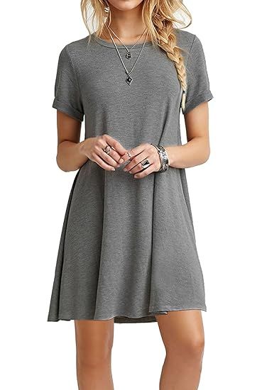 MOLERANI Women's Casual Plain Simple T-Shirt Loose Dress | Amazon (US)