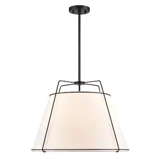 Light Society Lise 22 in. 3-Light Black Chandelier with Fabric Shade LS-C555-BLK | The Home Depot