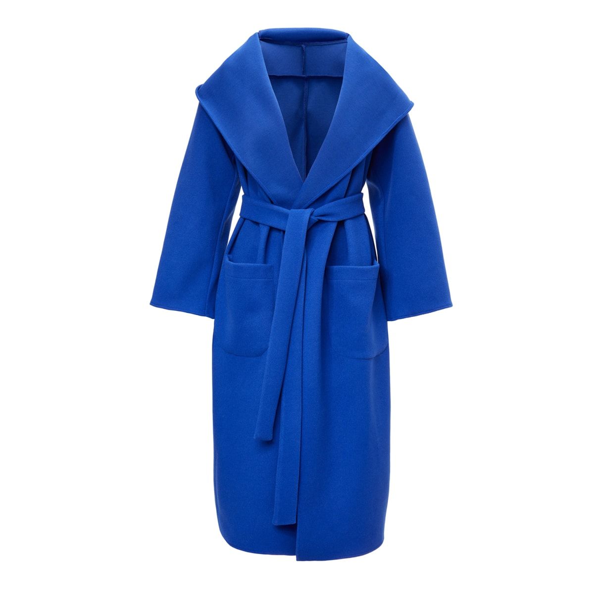 Electric Blue Hooded Coat With Waist Belt | Wolf & Badger (US)